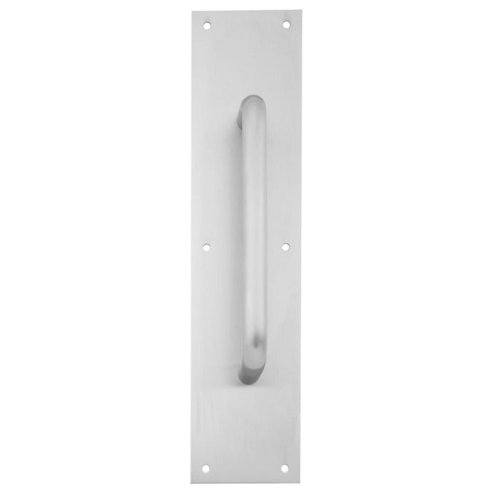 Trimco 10172630 3-1/2" x 15" Square Corner Pull Plate with 6" 1194 Pull Satin Stainless Steel Finish