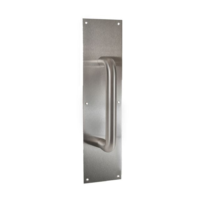Trimco 10183B710CU 4" x 16" Square Corner Pull Plate with 10" 1195 Pull Healthy Hardware Steralloy Finish