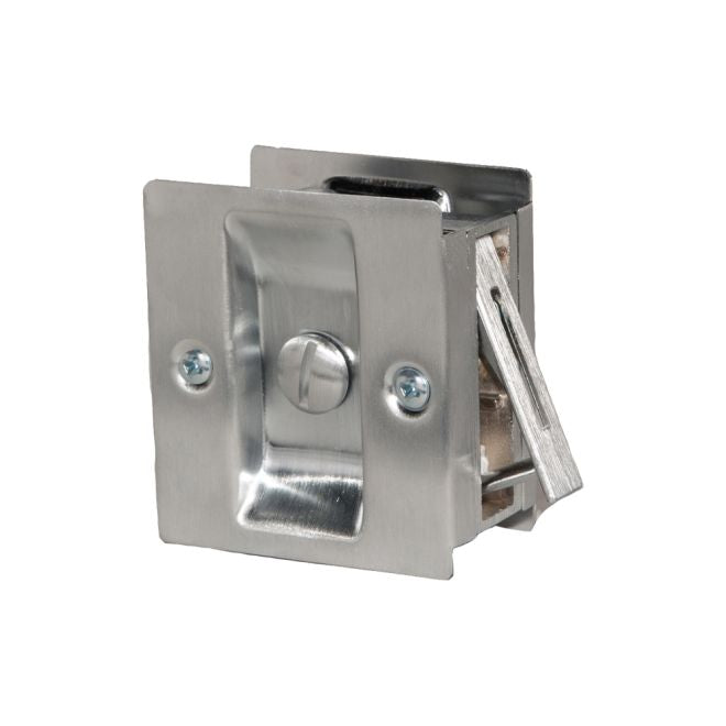 Trimco 1065175619 Privacy Pocket Door Lock Square Cutout for 1-3/4" Thick Door Satin Nickel Finish