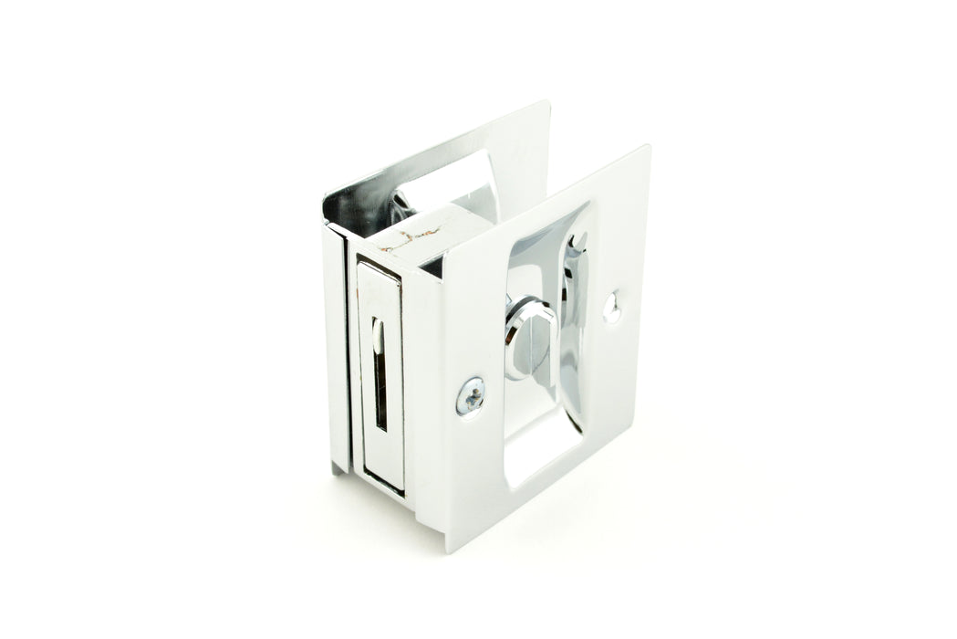 Trimco 1065625 Privacy Pocket Door Lock Square Cutout for 1-3/8" Thick Door Bright Chrome Finish