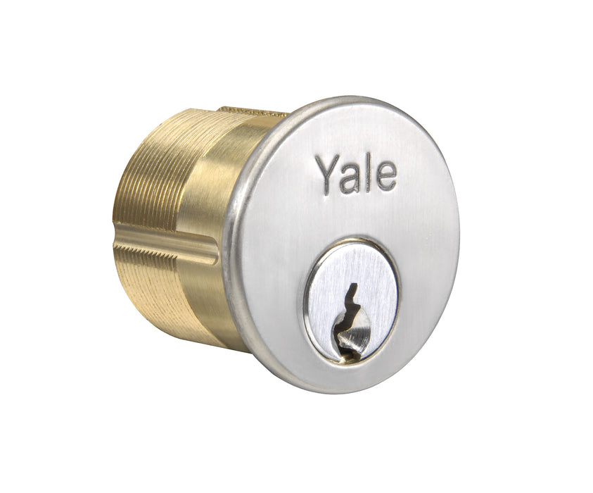 Yale Commercial 2153GB626118 1-1/8" 6 Pin Mortise Cylinder with GB Keyway US26D (626) Satin Chrome Finish