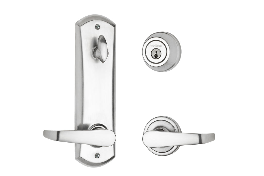 Kwikset 508KNL-26D Light Commercial Kingston Lever Interconnected Passage Door Lock with 2-3/8" NFL Square Corner Latch and 85278 Square Corner Strike Satin Chrome Finish