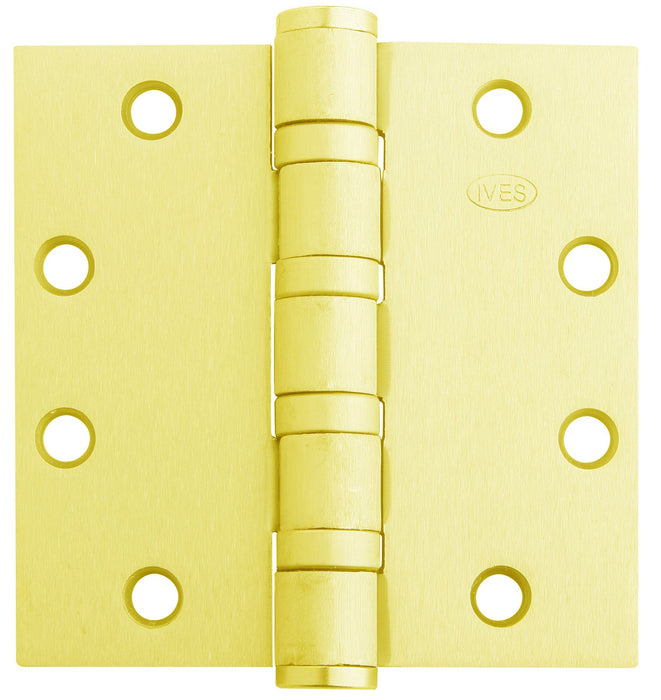 Ives Commercial 5BB1412632 4-1/2" x 4-1/2" Five Knuckle Ball Bearing Standard Weight Hinge Bright Brass Finish