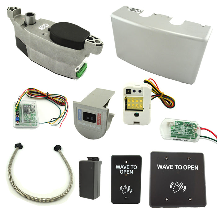 LCN 64403813WAL COMPACT Automatic Operator Module and Touchless Battery Powered Kit with Gearmotor Assembly, Cover, Wall Adapter, Door Loop, 30' of Copper Wire, and 8310-3813W Touchless RF Actuator Kit Aluminum Finish (4040XP Closer Required)