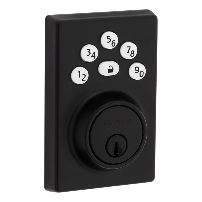Kwikset 9240CNT-514 Contemporary Powerbolt Electronic SmartCode Deadbolt with RCAL Latch and RCS Strike Matte Black Finish