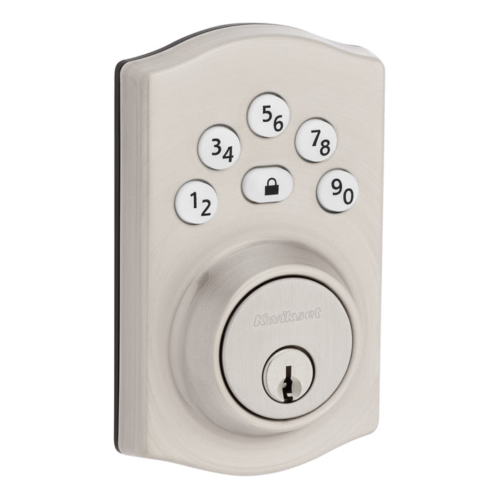 Kwikset 9240TRL-15 Traditional Powerbolt Electronic SmartCode Deadbolt with RCAL Latch and RCS Strike Satin Nickel Finish