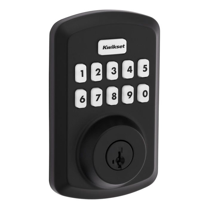 Kwikset 9250TRS-514S Transitional Powerbolt 2 Electronic SmartCode Deadbolt SmartKey with RCAL Latch and RCS Strike Matte Black Finish