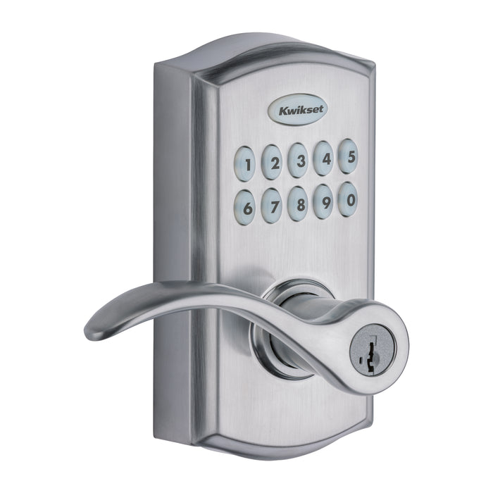 Kwikset 955PML-26DS Pembroke Lever Commercial Grade Electronic Smartcode Lever Lock with SmartKey Satin Chrome Finish