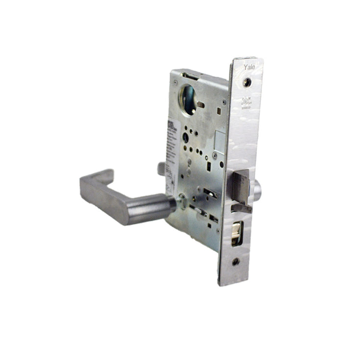 Yale Commercial AUCN8807FL626LC Entry Mortise Lock with Augusta Lever and Camden Escutcheon Less Cylinder with 2815 Curved Lip Strike Satin Chrome Finish