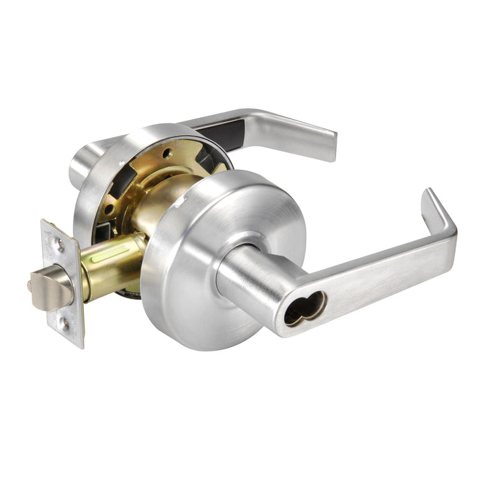 Yale Commercial BAU4605LN626 Storeroom Augusta Lever Grade 2 Cylindrical Lock with Small Format Interchangeable Core, MCD234 Latch, and 497-114 Strike Prep US26D (626) Satin Chrome Finish