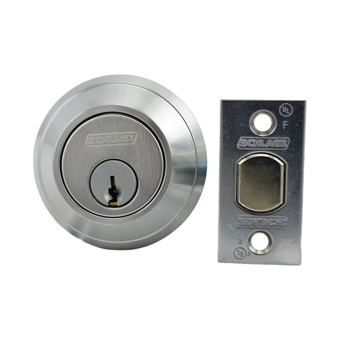 Schlage Commercial B661P626 Grade 1 Cylinder by Blank Plate Deadbolt C Keyway with 12296 Latch and 10094 Strike Satin Chrome Finish