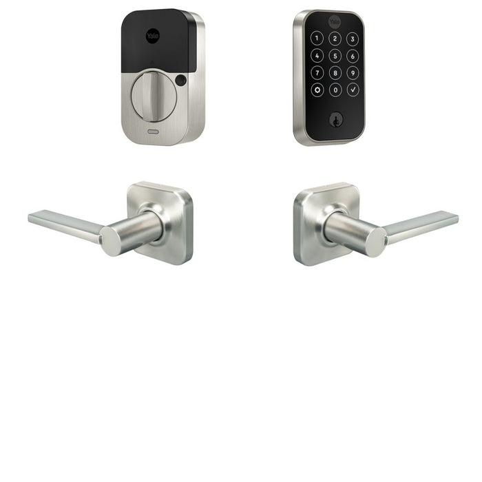 Yale Real Living BYRD420WF1VL619 Yale Assure Lock 2 Bundle with Touchscreen Wi Fi Deadbolt, Valdosta Lever Passage, and DoorSense US15 (619) Satin Nickel Finish