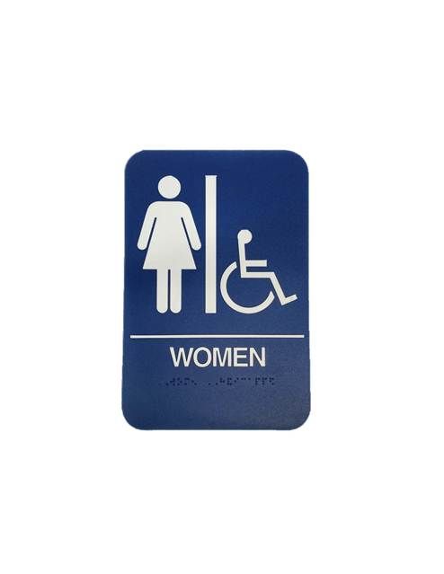 Don-Jo HS907005 Women's / Handicap ADA Blue Bathroom Sign Blue Finish