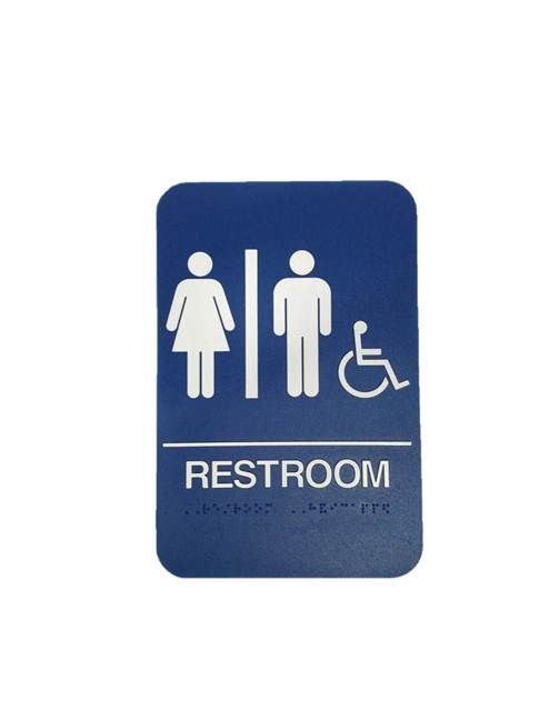 Don-Jo HS907032 Men / Women / Handicap ADA Blue Bathroom Sign Blue Finish