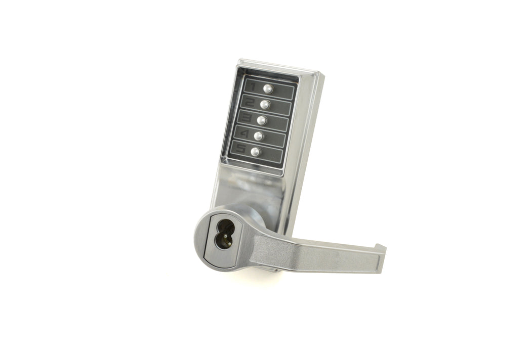 Kaba Simplex RR8146B26D Right Hand Reverse Mechanical Pushbutton Lever Mortise Combination Entry Passage Lockout with Key Override; Best Prep Satin Chrome Finish