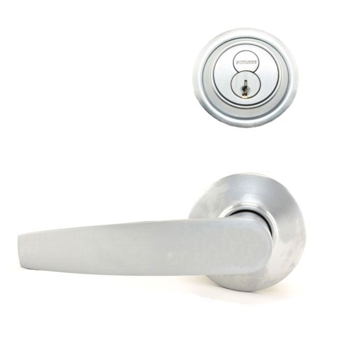Schlage Commercial S210RJUP626 S200 Series Interconnected Entry Single Locking Full Size Jupiter Lever C Keyway with 16-481 Latch 10-109 Strike Satin Chrome Finish