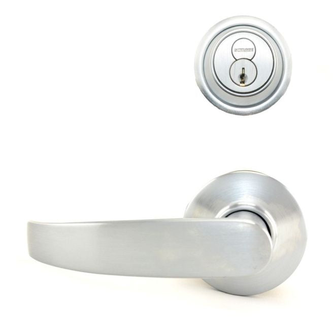 Schlage Commercial S210RNEP626 S200 Series Interconnected Entry Single Locking Full Size Neptune Lever C Keyway with 16-481 Latch 10-109 Strike Satin Chrome Finish