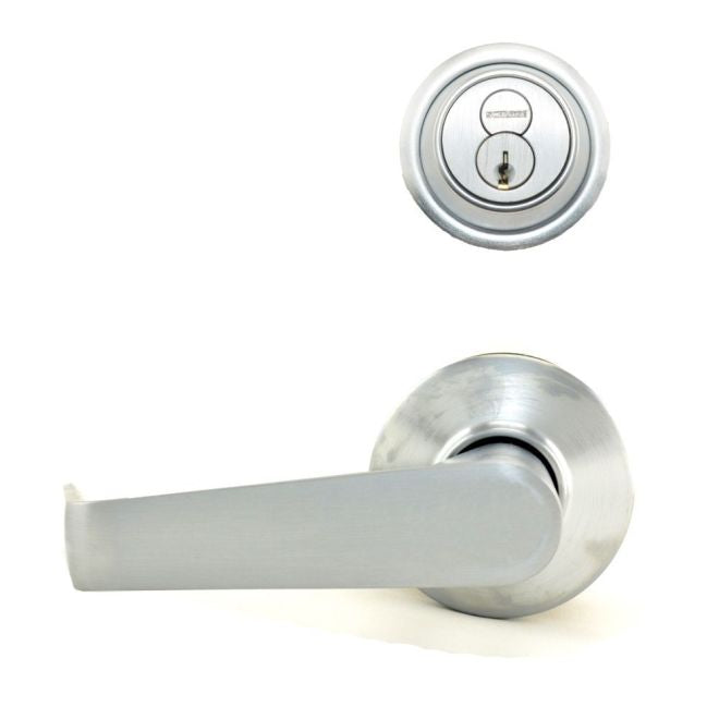 Schlage Commercial S210RSAT626 S200 Series Interconnected Entry Single Locking Full Size Saturn Lever C Keyway with 16-481 Latch 10-109 Strike Satin Chrome Finish