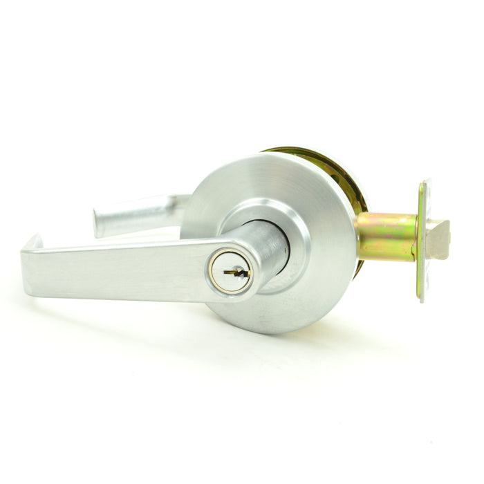 Entry/Office Grade 2 Regular Lever Non Clutching Cylindrical Lock with C Keyway, Satin Chrome Finish for Commercial Doors