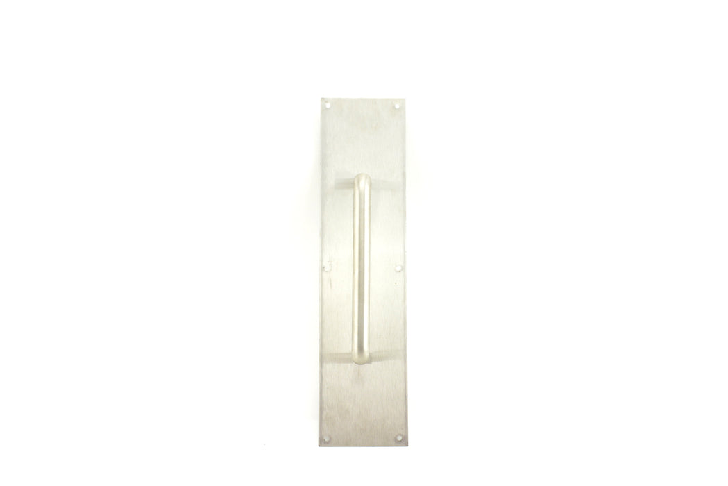 Trimco 10133B630 4" x 16" Square Corner Pull Plate with 8" 1193 Pull Satin Stainless Steel Finish