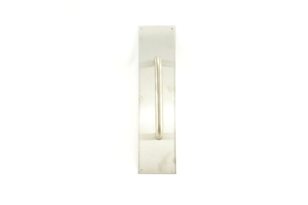 Trimco 10173B630 4" x 16" Square Corner Pull Plate with 8" 1194 Pull Satin Stainless Steel Finish