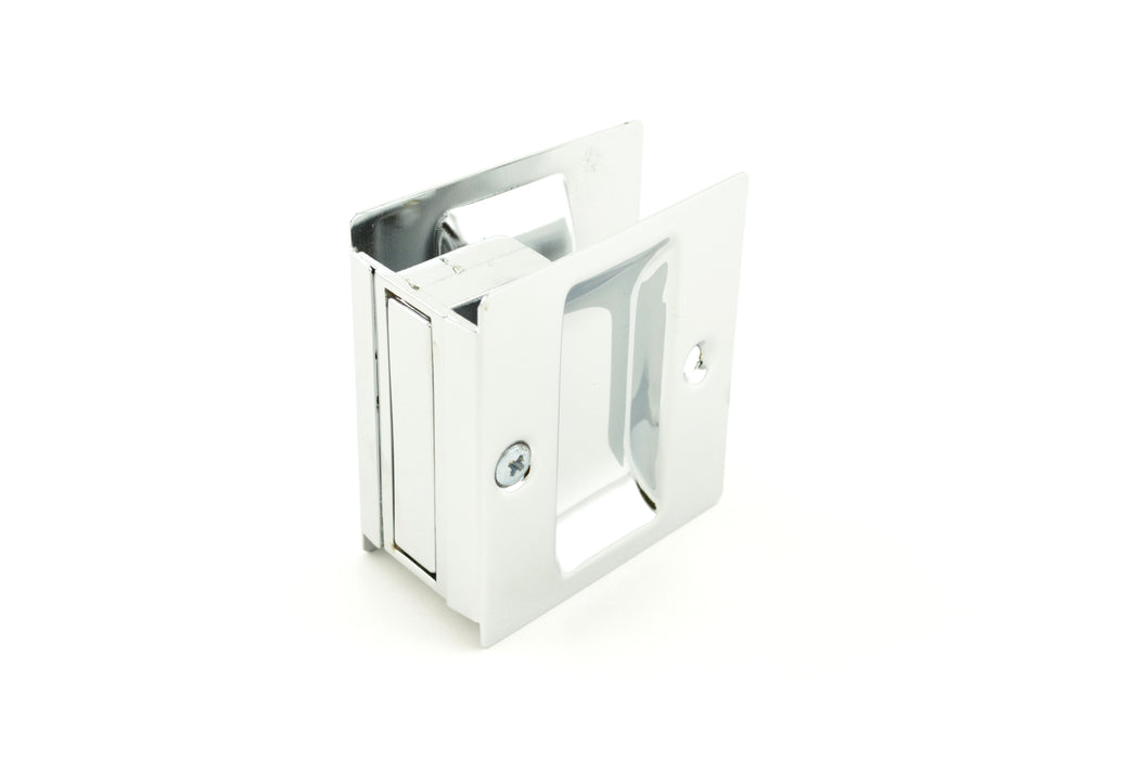 Trimco 1064625 Passage Pocket Door Lock Square Cutout Bright Chrome Finish