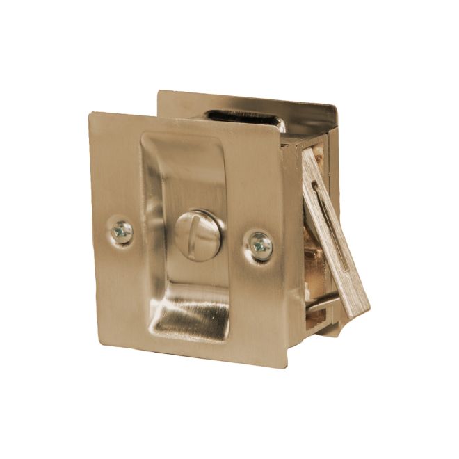 Trimco 1065606 Privacy Pocket Door Lock Square Cutout for 1-3/8" Thick Door Satin Brass Finish