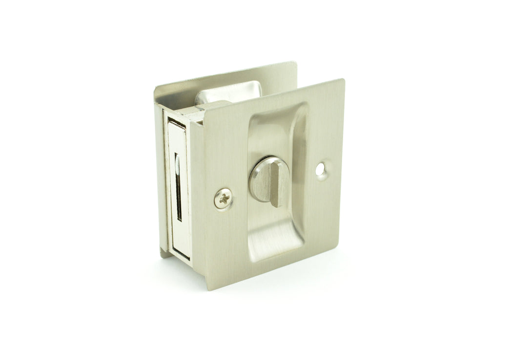 Trimco 1065619 Privacy Pocket Door Lock Square Cutout for 1-3/8" Thick Door Satin Nickel Finish