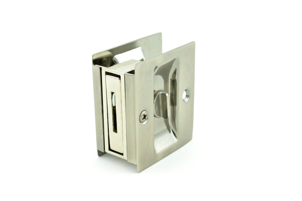 Trimco 1065620 Privacy Pocket Door Lock Square Cutout for 1-3/8" Thick Door Antique Nickel Finish