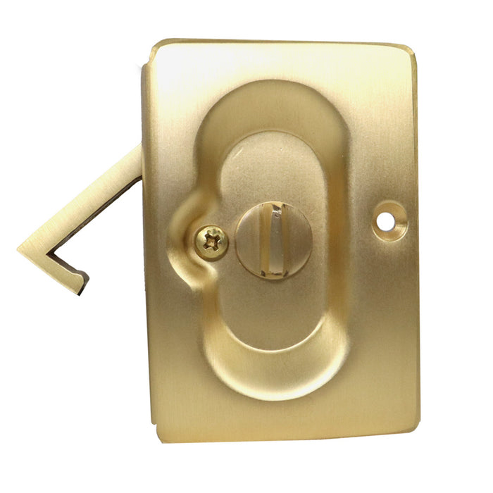 Emtek 2102US4 Priv Pocket Door Lock Satin Brass Finish
