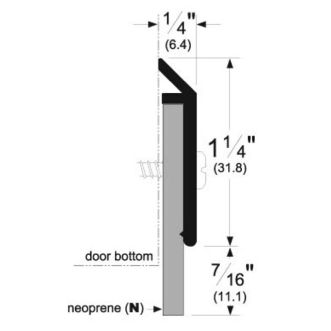 Pemko 315CN36 36" (3') Door Bottom Sweep with 7/16" Neoprene Clear Aluminum Finish