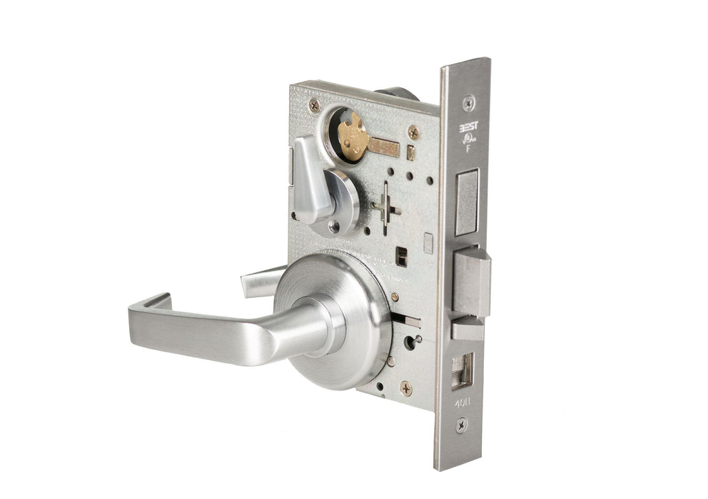 Best 45H7AB15H626RH Mortise Lock 7 Pin Office with Deadbolt 15 Lever with H Rose Right Hand Satin Chrome Finish