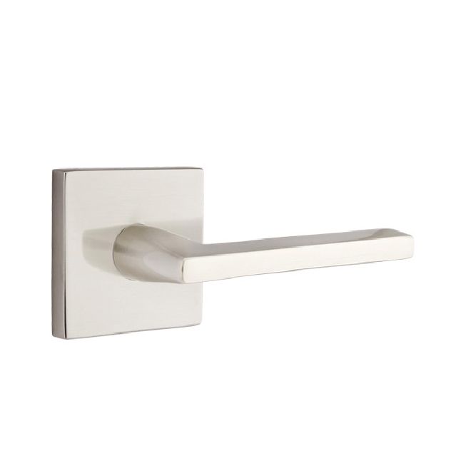 Emtek 5050HLOUS15 Helios Lever Dummy Pair with Square Rose for 1-1/4" to 2" Door Satin Nickel Finish