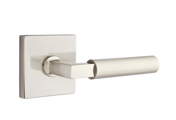 Emtek 5210HECUS15RH Hercules Lever Right Hand 2-3/8" Backset Privacy with Square Rose for 1-1/4" to 2" Door Satin Nickel Finish