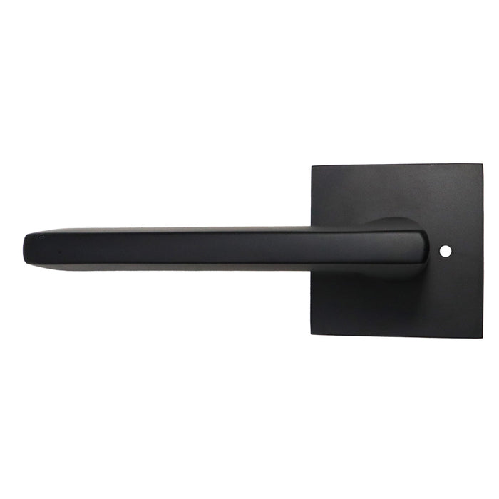 Emtek 5210HLOUS19LH.RLS Helios Lever Left Hand 2-3/8" Backset with Radius Latch Strike Privacy with Square Rose for 1-1/4" to 2" Door Flat Black Finish