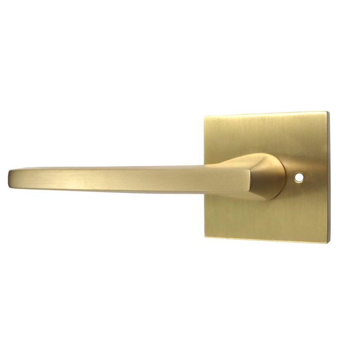 Emtek 5210HLOUS4LH.RLS Helios Lever Left Hand 2-3/8" Backset with Radius Latch Strike Privacy with Square Rose for 1-1/4" to 2" Door Satin Brass Finish