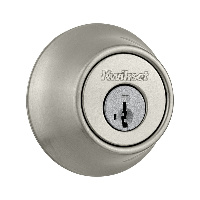 Kwikset 660-15V1 Single Cylinder Deadbolt with New Chassis with RCAL Latch and RCS Strike Satin Nickel Finish