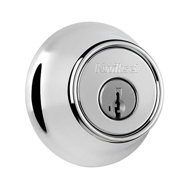 Kwikset 660-26SV1 Single Cylinder Deadbolt with New Chassis SmartKey with RCAL Latch and RCS Strike Bright Chrome Finish