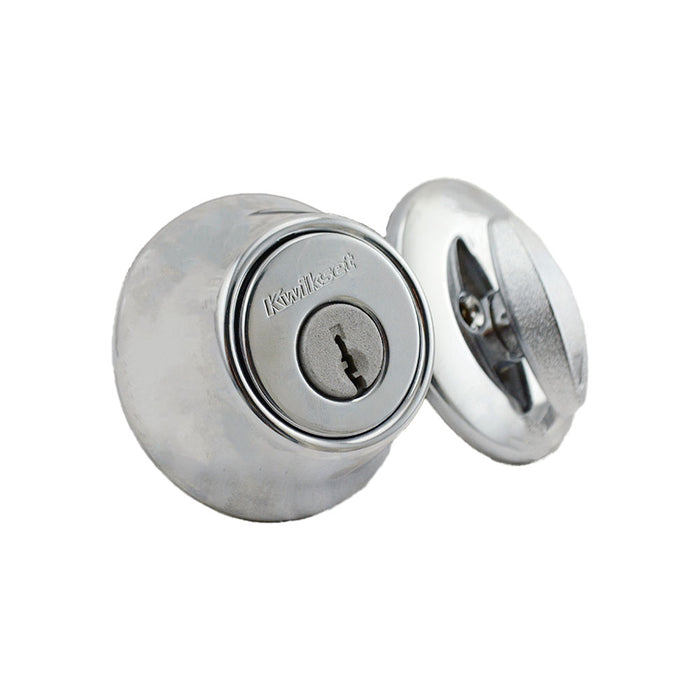 Kwikset 660-26V1 Single Cylinder Deadbolt with New Chassis with RCAL Latch and RCS Strike Bright Chrome Finish