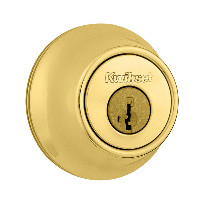 Kwikset 660-3SFV1 Single Cylinder Deadbolt with New Chassis SmartKey with RCAL Latch and 5303 Strike Bright Brass Finish