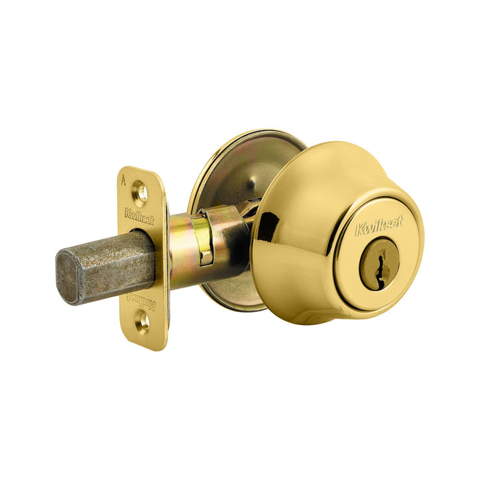Kwikset 660-3V1 Single Cylinder Deadbolt with New Chassis with RCAL Latch and RCS Strike Bright Brass Finish