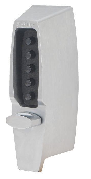 Kaba Simplex 710426D Mechanical Pushbutton Auxiliary Lock with Thumbturn; 1/2" Latch and Adjustable Backset Satin Chrome Finish