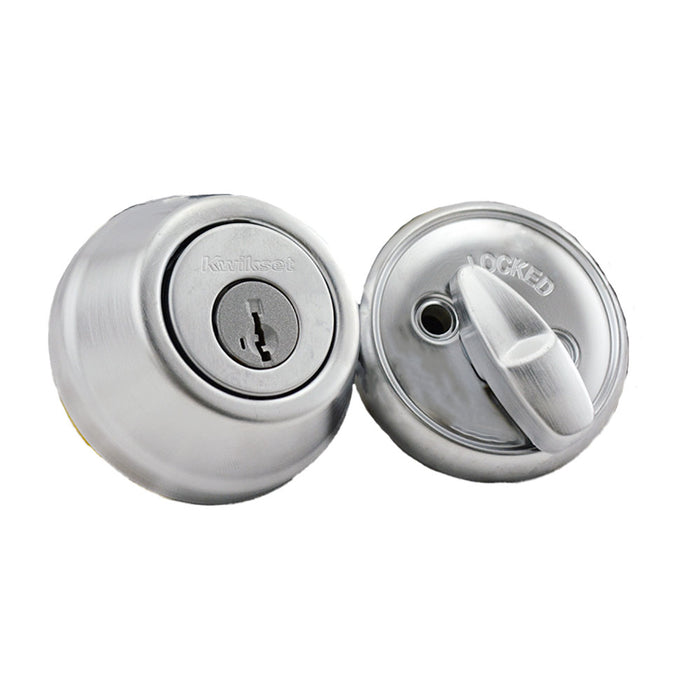 Kwikset 780-26DSV1 Single Cylinder Deadbolt with New Chassis SmartKey with RCAL Latch and RCS Strike Satin Chrome Finish