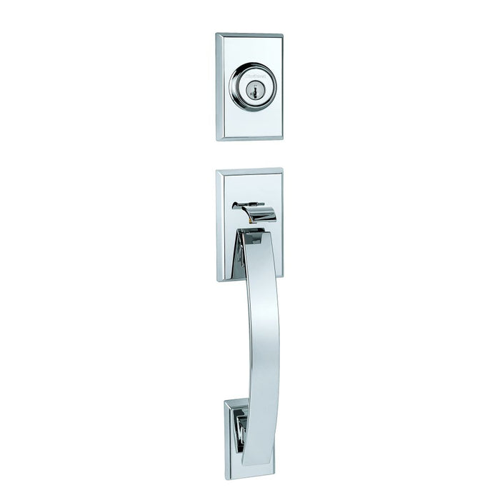 Kwikset 800TVHLIP-26S.STRKP Tavaris Single Cylinder Exterior Handleset SmartKey with 6AL Latch and 5303 Round and Square Full Lip Strikes Bright Chrome Finish
