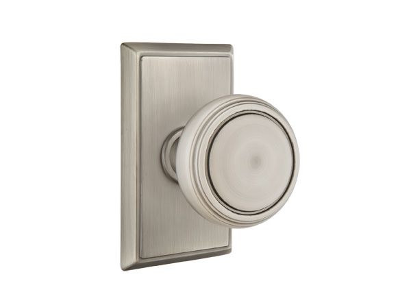 Emtek 8521NWUS15A Norwich Knob Dummy Pair with Rectangular Rose for 1-1/4" to 2" Door Pewter Finish