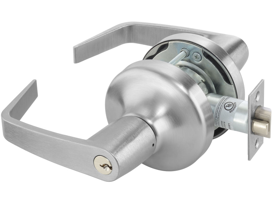 Yale Commercial AU4705LN626 Storeroom Augusta Lever Grade 1 Cylindrical Lock with Para Keyway, 694 Latch, and 497-114 Strike US26D (626) Satin Chrome Finish