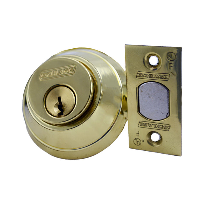 Schlage Commercial B662P605 Grade 1 Double Cylinder Deadbolt C Keyway with 12296 Latch and 10094 Strike Bright Brass Finish
