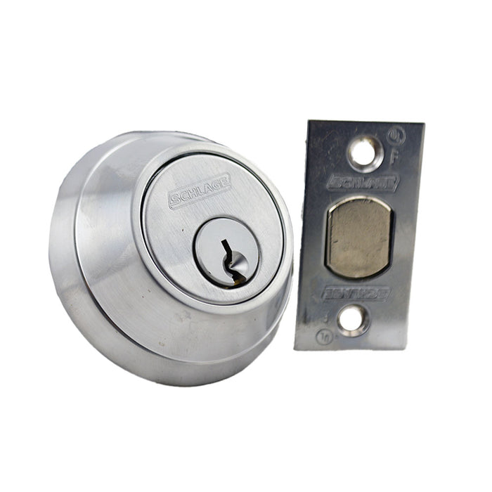 Schlage Commercial B662P626 Grade 1 Double Cylinder Deadbolt C Keyway with 12296 Latch and 10094 Strike Satin Chrome Finish