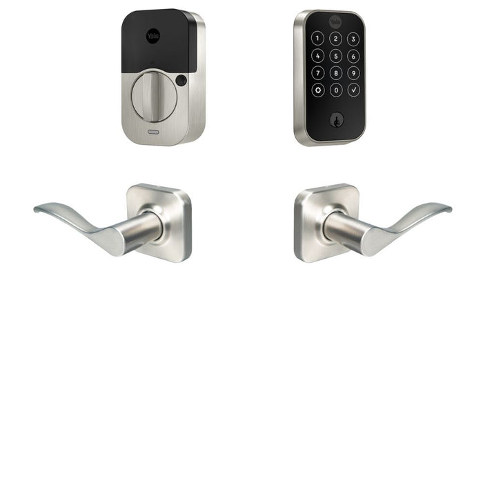 Yale Real Living BYRD420WF1NW619 Yale Assure Lock 2 Bundle with Touchscreen Wi Fi Deadbolt, Norwood Lever Passage, and DoorSense US15 (619) Satin Nickel Finish