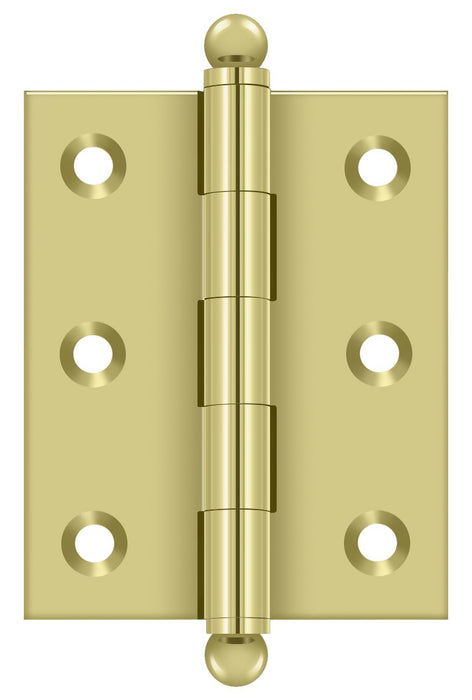 Deltana CH2520U3-UNL 2-1/2" x 2" Hinge; with Ball Tips; Unlacquered Bright Brass Finish